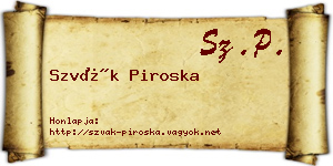 Szvák Piroska névjegykártya